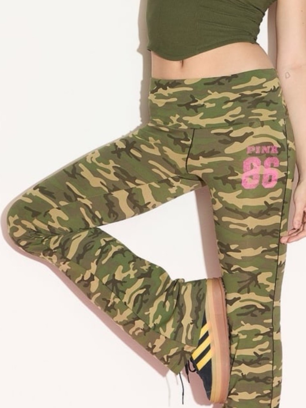 PINK Victoria secret camo fold over flare leggings